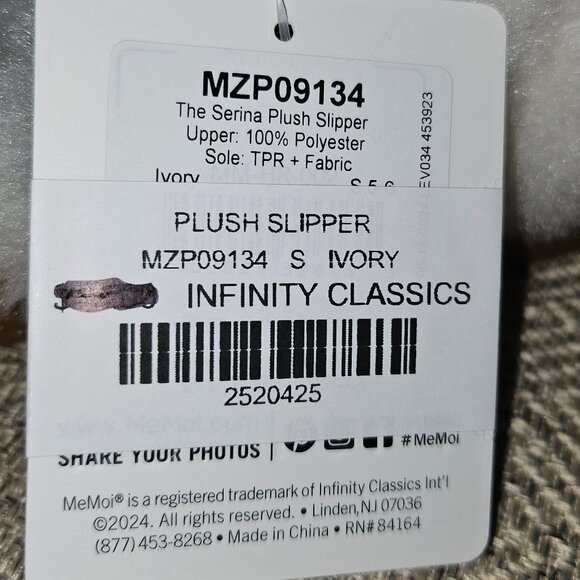 🔥HP🔥 NWT MeMoi Women's Serina Slide-On Plush Slippers in Ivory Size S - Picture 10 of 11
